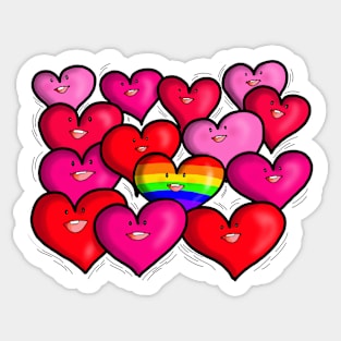 Cheerful Happy Smiling Hearts LGBTQ Sticker